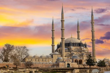 Edirne 'de Selimiye Camii dış görünüşü. Edirne Osmanlı İmparatorluğu 'nun başkentiydi..