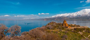 Akdamar Island in Van Lake. The Armenian Cathedral Church of the Holy Cross - Akdamar, Turkey