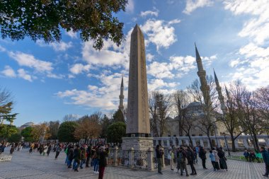 Obelisk of Theodosius and Blue Mosque from Istanbul, Turkey. High quality photo clipart