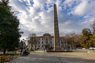 İstanbul, Türkiye 'den Theodosius Obelisk ve Mavi Cami. Yüksek kalite fotoğraf