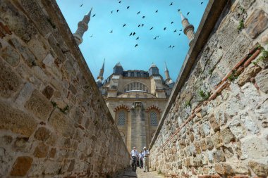 Edirne 'de Selimiye Camii dış görünüşü. Edirne Osmanlı İmparatorluğu 'nun başkentiydi..