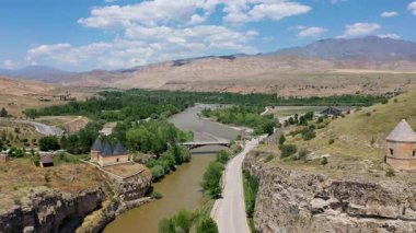 Kemah district city entrance. View of Sultan Melik Tomb, Erzincan, Turkey