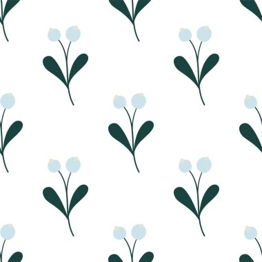 Ökseotu. Böğürtlenli tatlı ve basit bir bitki. Kış kusursuz desen. 