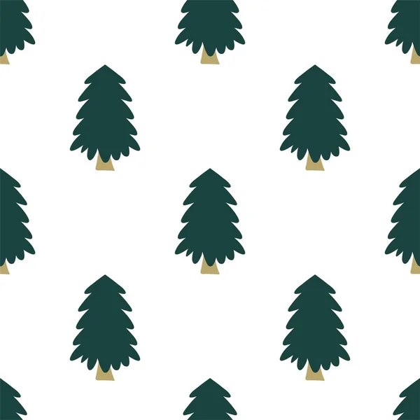 Christmas Tree Seamless Vector Patterns Forest Background White Background Winter — Stock Vector