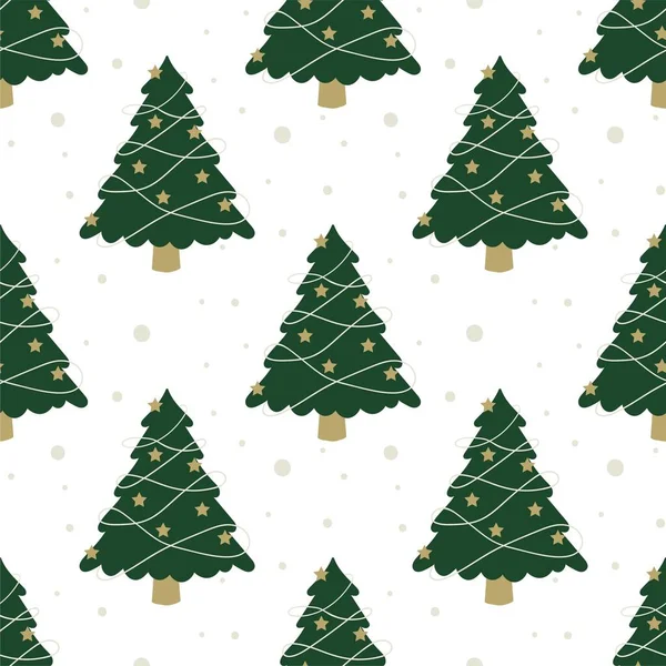 Рождественская Елка Бесшовные Векторные Узоры Фоновый Лес Зеленые Деревья Праздничными — стоковый вектор