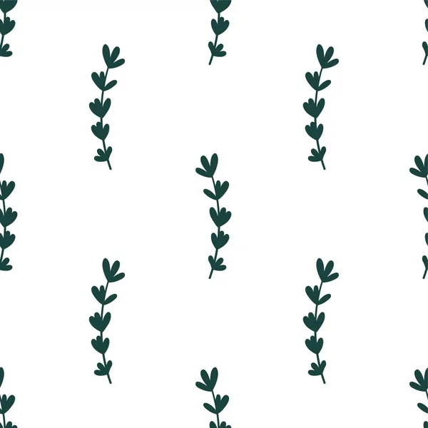 Минимальный Цветочный Бесшовный Узор Зелеными Ветками — стоковый вектор
