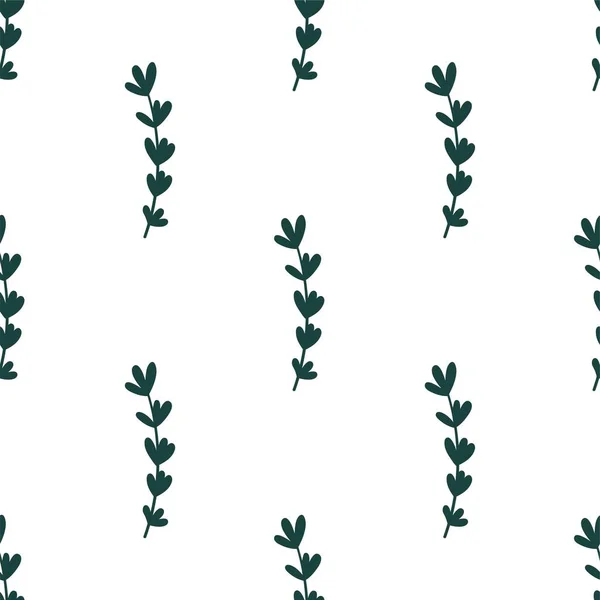 Милая Вечнозеленая Ветка Листьями Цветочный Бесшовный Рисунок Ботанический Фон — стоковый вектор