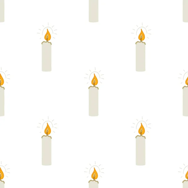 Candle Seamless Doodle Pattern — Stock Vector