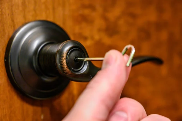 Oiled Brass Interior Bedroom Door Handle Unlocking Pin High Quality — Zdjęcie stockowe