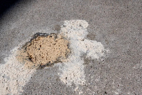 Practice Repairing Uneven Concrete Slabs Drilling Holes Pumping Filler Raise — Stock Photo, Image