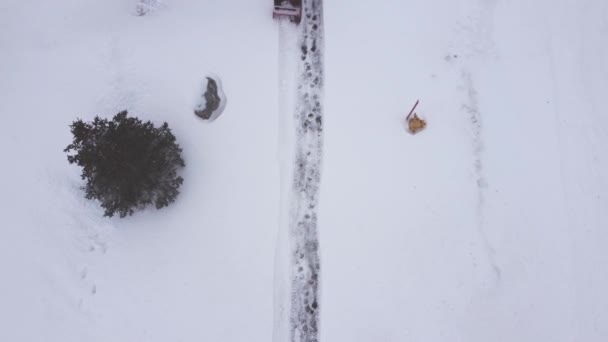 Вид Повітря Сніг Дме Житловий Тротуар Високоякісні Кадри — стокове відео