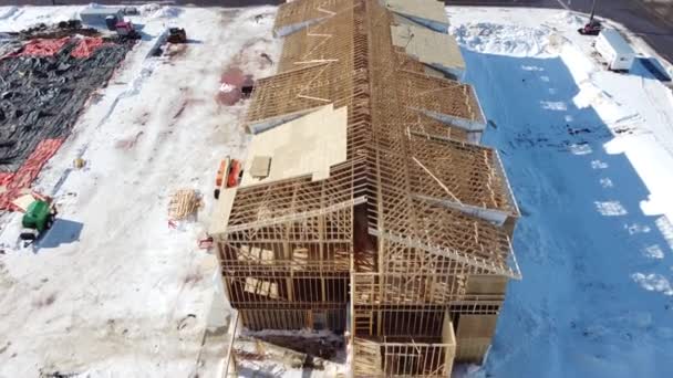 Drone Pohled Režii Vícečetného Bytového Projektu Zimě Vysoce Kvalitní Záběry — Stock video