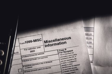 IRS 1099Tax Form for documenting miscellaneous information and income. High quality photo