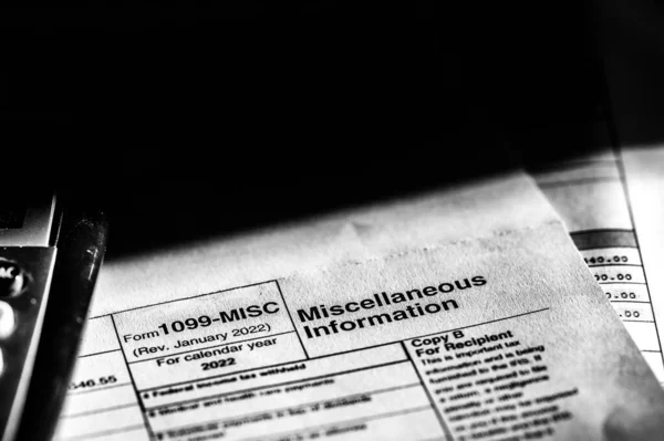 Irs 1099Tax Form Documenting Miscellaneous Information Income High Quality Photo — Zdjęcie stockowe