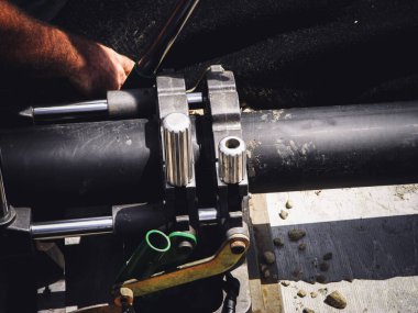 Eklem ve basınç testi çift duvarlı HDPE plastik boru. Yüksek kalite fotoğraf