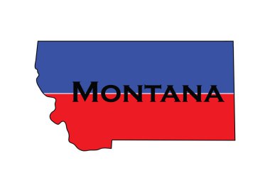 Siyasi açıdan bölünmüş Montana eyaleti, yarı kırmızı ve mavi ile. Yüksek kalite fotoğraf