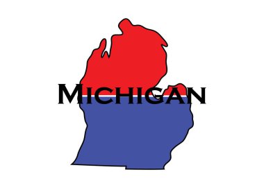 Siyasi olarak bölünmüş Michigan eyaleti yarı kırmızı ve mavi ile. Yüksek kalite fotoğraf