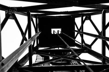 New York, Rochester 'ın dışındaki Erie Kanal Yolu' ndaki bir baraj ve baraj mekanik yapısının içinde. Yüksek kalite fotoğraf