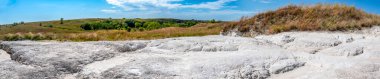 Nebraska 'nın Antelope ilçesindeki Ashfall Fossil Devlet Yatakları Tarihi Parkı' nda panoramik bir manzara. Yüksek kalite fotoğraf