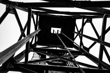 New York, Rochester 'ın dışındaki Erie Kanal Yolu' ndaki bir baraj ve baraj mekanik yapısının içinde. Yüksek kalite fotoğraf