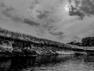 Suyun kenarına sıra sıra ekme gibi kötü bir tarım uygulaması. Yüksek kalite fotoğraf