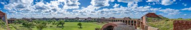 Panoramic of the inner ruined courtyard of Fort Jefferson on Dry Tortugas National Park. High quality photo clipart