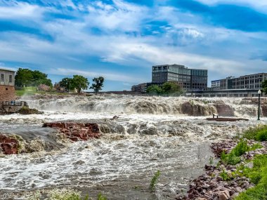 Flooding and high water at the Sioux Falls Park, South Dakota in the spring of 2024. High quality photo clipart