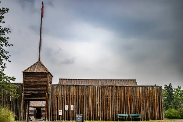 stock image Calgary, Alberta, Canada - 8.16.2024: Hudsons Bay Company Fur Trading Fort at the Heritage Park Historical Village. High quality photo