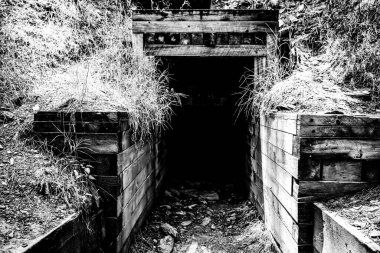 Güney Dakota 'daki Black Hills' teki Sheridan Gölü yakınlarındaki Spring Creek patikasındaki yeraltı tüneli. Yüksek kalite fotoğraf