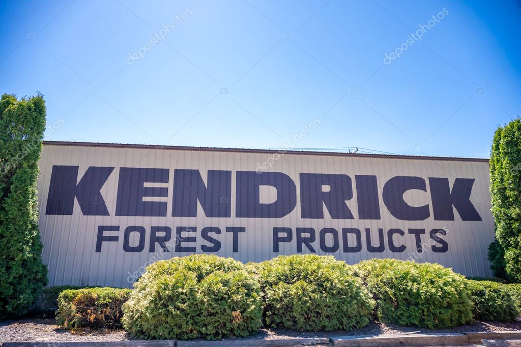 Edgewood, Iowa, USA - 5.8.2025: Entrance sign to Kendrick Forest Products. High quality photo