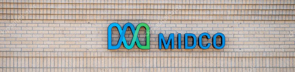 Sioux Falls, South Dakota, USA - 5.15.2025: Selective focus on the MIDCO logo, a regional telecommunications company. High quality photo
