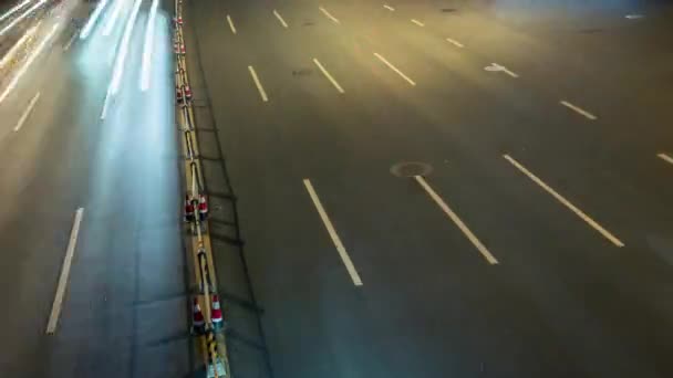 Car Traffic Close Elevated View Night Timelapse Chengdu Sichuan Province — Vídeo de Stock