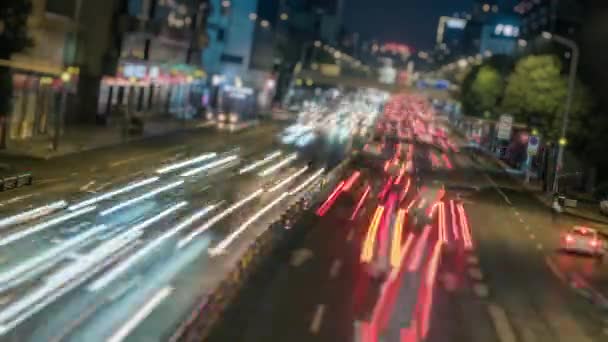 車の交通傾斜効果 四川省 中国と夜のタイムラプスでの高架ビュー — ストック動画