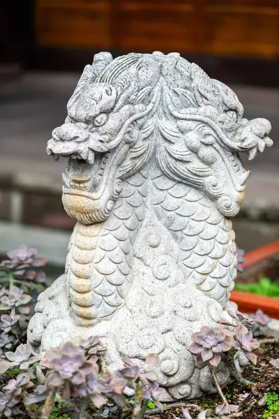 Fontaine Trois Têtes Dragon Dans Temple Bouddhiste Daci Chengdu Province — Photo