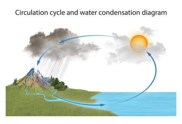 Цикл Циркуляции Диаграмма Конденсации Воды — стоковое фото