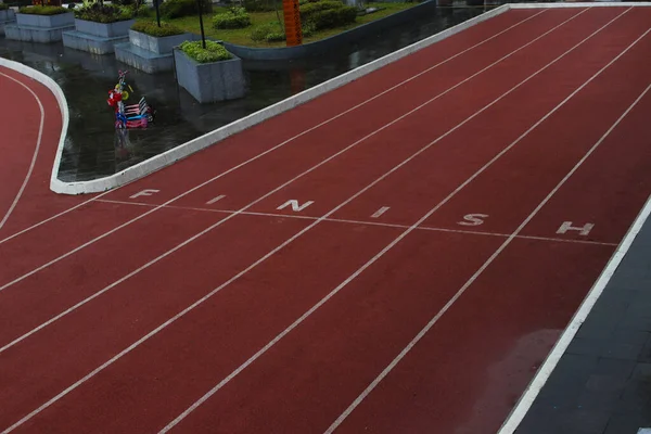 Eindig Lijn Atletiek Running Track Succes Prestatie Sportconcept — Stockfoto