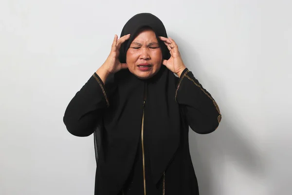 Mujeres Asiáticas Malsanas Mediana Edad Que Usan Hiyab Negro Abaya —  Fotos de Stock