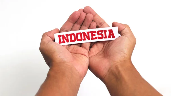 Kézi Gazdaság Indonézia Szöveges Papír Üres Másolási Hely Elszigetelt Fehér — Stock Fotó