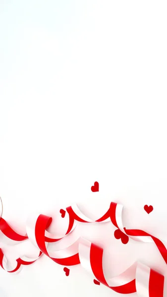 Rote Und Weiße Bänder Mit Leerem Kopierraum Auf Weißem Hintergrund — Stockfoto