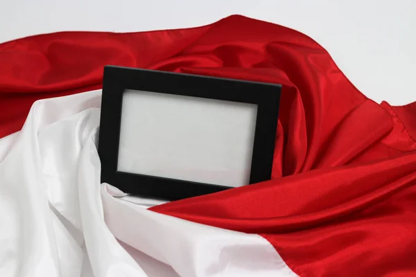 Üres Keret Indonéz Zászló Háttér — Stock Fotó