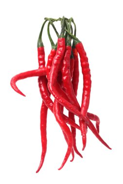 Fresh Curly Red chili peppers (Cabai Merah Keriting) Isolated on a white background clipart