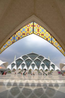 Bandung, West Java, Indonesia - October 04, 2024: Landscape view of The Al Jabbar Mosque, also known as the Al Jabbar Grand Mosque or the Floating Mosque of Gedebage, located in Bandung, West Java clipart