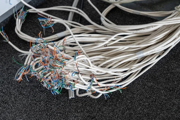 Colorful Electrical Wire Used Telecommunication Internet Cable Network Computer System — Stock Photo, Image