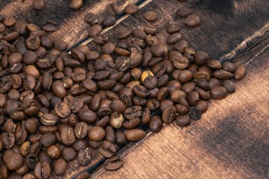 Arka plan ve doku için kahve çekirdekleri yakın çekim. Kahve çekirdekleri. Kahve hasadı. - Evet. Yüksek kalite fotoğraf