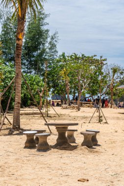 Parkta boş tahta sandalyeler