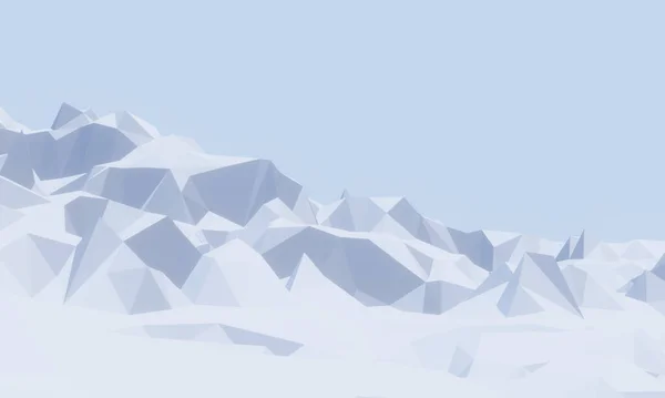 Nízká Polygonová Sněhová Hora — Stock fotografie
