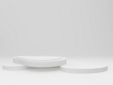 3D render white podium. Product mockup. clipart