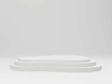 3D görüntülü beyaz podyum. Ürün modeli..