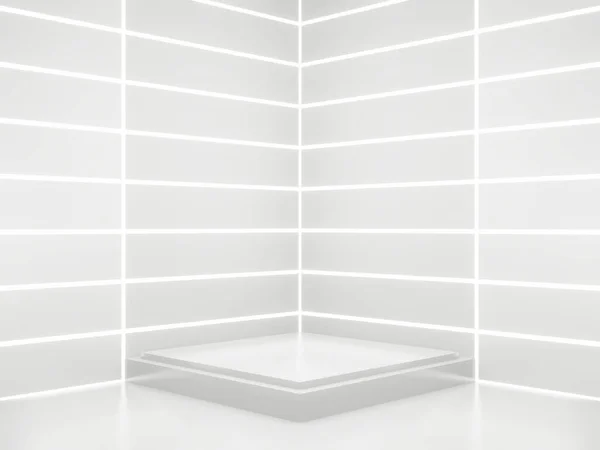 Render White Sci Product Display Background Scientific Podium White Neon — Stock Fotó