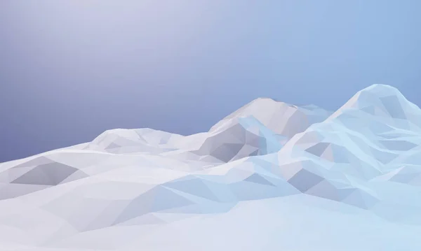 3D render low polygon ice mountain.